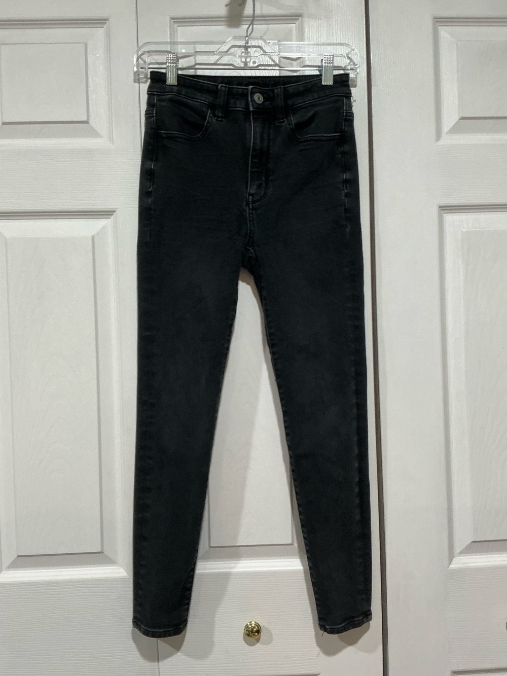 💙 American Eagle Highest Ruse Jegging Black Denim Jeans 2 Short (01575)